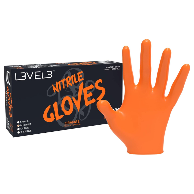NITRILE GLOVES - ORANGE LARGE